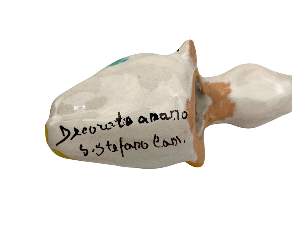 Papera in ceramica siciliana di santo stefano di camastra realizzata e decorata totalmente a mano art. gianluca