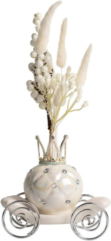 Profumatore carrozza perlata con strass corona e ruote argento bomboniera per matrimonio, cresima, comunione HarmonyPRMT25214
