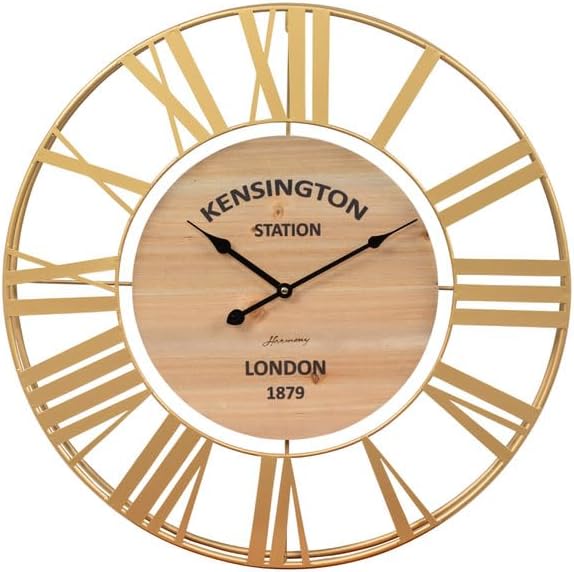 Orologio da parete tondo oro in metallo e legno harmony S2634S