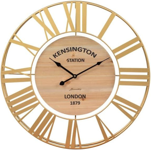 Orologio da parete tondo oro in metallo e legno harmony S2634S