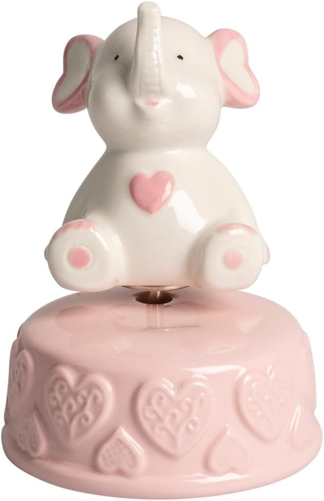 Carillon elefante decorativo in porcellana bomboniera Battesimo e Nascita Bambina Harmony PRNB25061