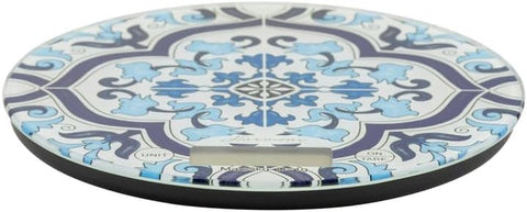 Bomboniera matrimonio bilancia tonda in vetro con decorazione maiolica blu e bianco harmony SNVT24151