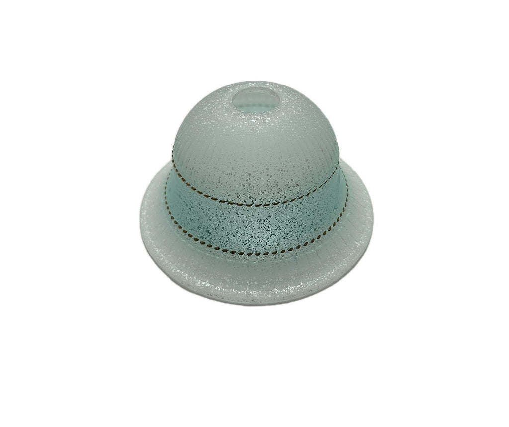 Vetro coppa ricambio lampadari, applique, lumetto, lampada, sfumato ambra art. corona (Verde Acqua)