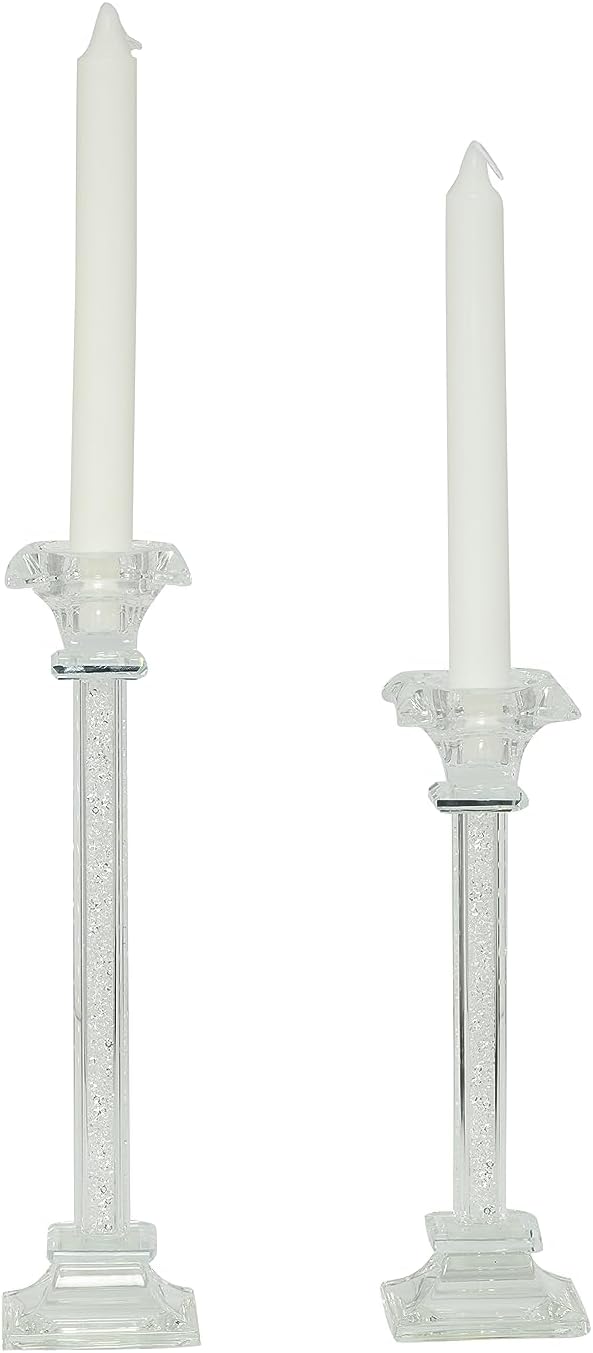 Bomboniera matrimonio coppia porta candela in cristallo con glitter bianco harmony SNVT23032