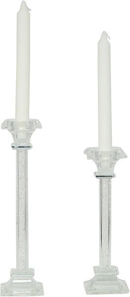 Bomboniera matrimonio coppia porta candela in cristallo con glitter bianco harmony SNVT23032