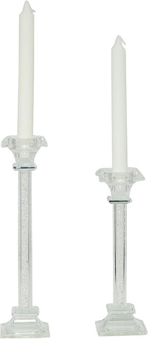 Bomboniera matrimonio coppia porta candela in cristallo con glitter bianco harmony SNVT23032