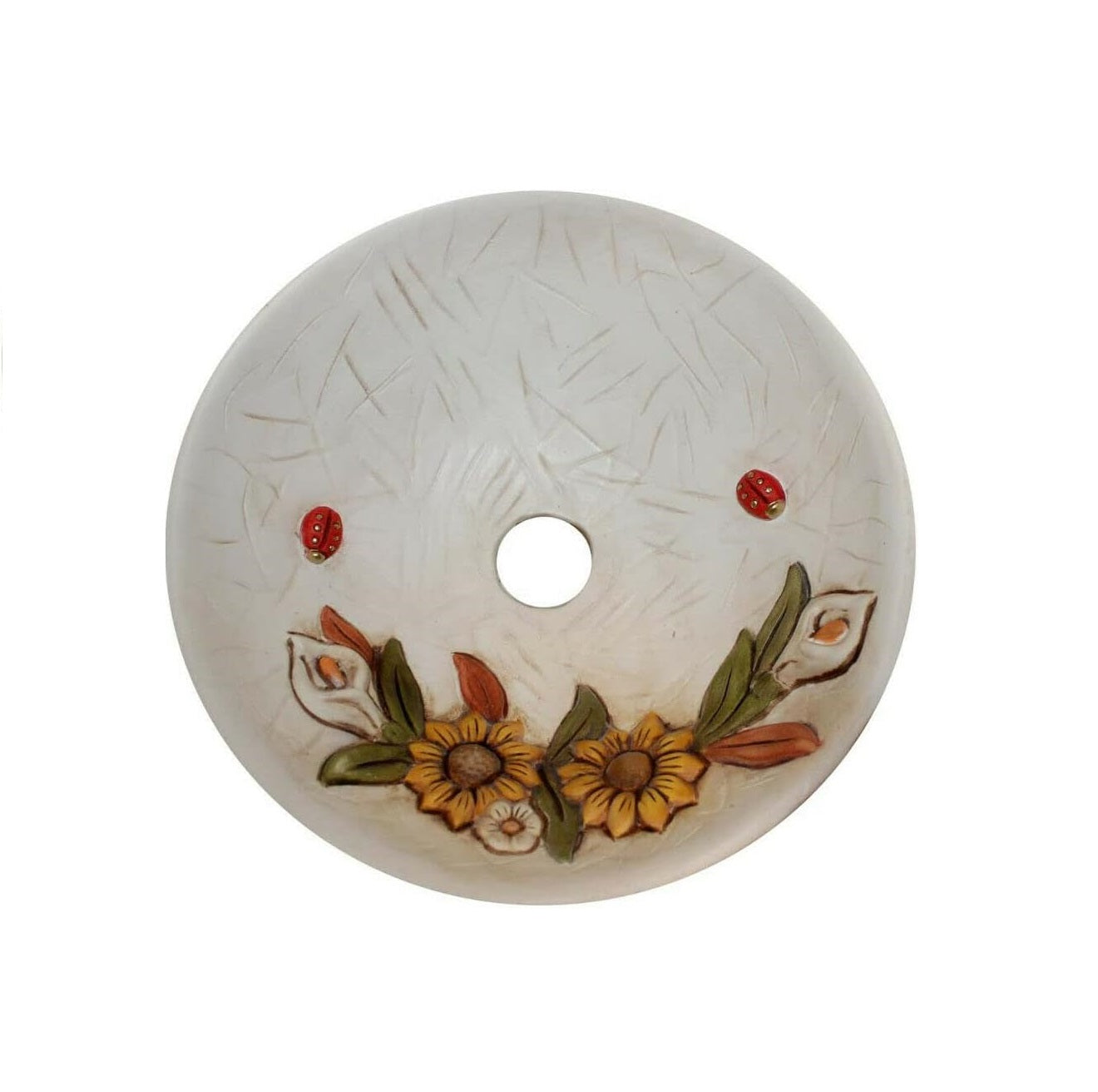 Piatto per lampadario in ceramica girasole realizzata artigianalmente e decorata a mano ricambio lampadario d.30cm coll. Terry