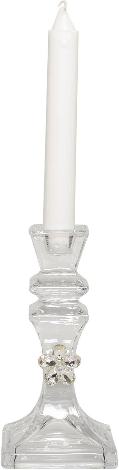 Bomboniera matrimonio porta candela in vetro decorato con fiore in cristallo harmony SNVT23223