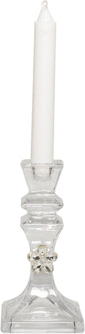 Bomboniera matrimonio porta candela in vetro decorato con fiore in cristallo harmony SNVT23223