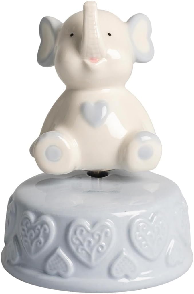 Carillon Elefante Decorativo in Porcellana bomboniera Battesimo e Nascita Bambino Harmony PRNB25060