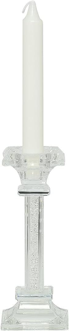 Bomboniera matrimonio porta candela in cristallo con glitter bianco harmony SNVT23030