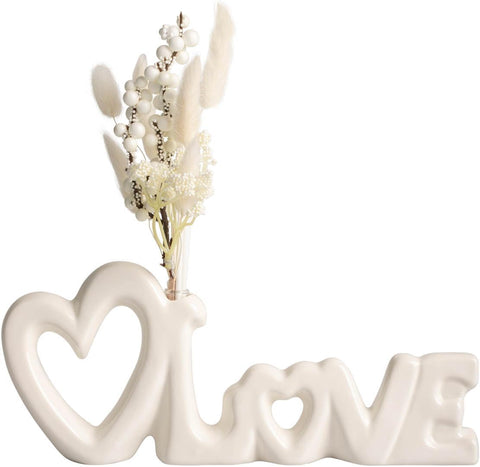 Profumatore scritta love con cuore in porcellana bomboniera per matrimonio Harmony PRMT25019