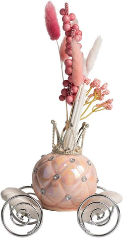 Profumatore carrozza perlata con strass corona e ruote argento bomboniera per matrimonio, cresima, comunione HarmonyPRMT25213