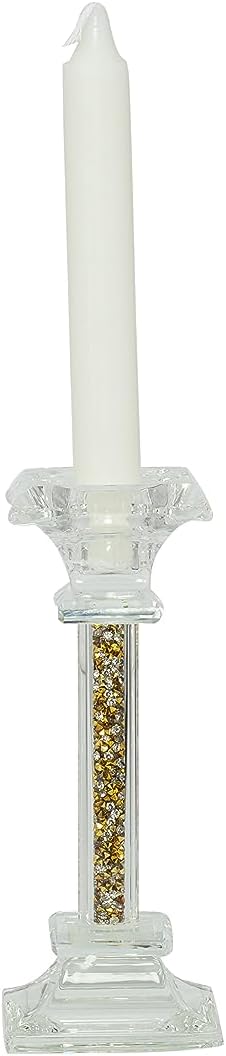 Bomboniera matrimonio porta candela in cristallo con glitter oro harmony SNVT23031