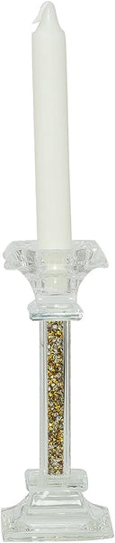 Bomboniera matrimonio porta candela in cristallo con glitter oro harmony SNVT23031