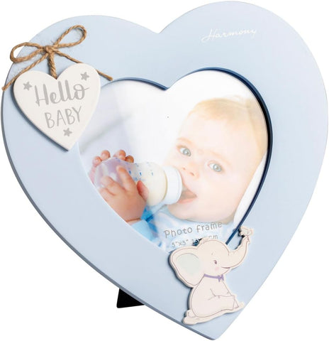 Porta Foto in Legno Cuore con Elefante bomboniera Battesimo e Nascita Bambino Harmony ARNB25215