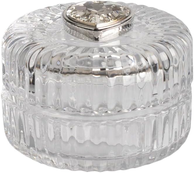 Scatolina in vetro tonda con righe cuore in cristallo bomboniera per matrimonio, comunione, cresima, Harmony SNVT25265