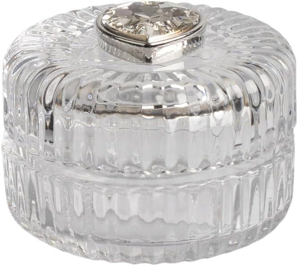 Scatolina in vetro tonda con righe cuore in cristallo bomboniera per matrimonio, comunione, cresima, Harmony SNVT25265