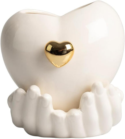 Porta candela mani e cuori in porcellana bomboniera per comunione, cresima, matrimonio, Harmony PRMT25072