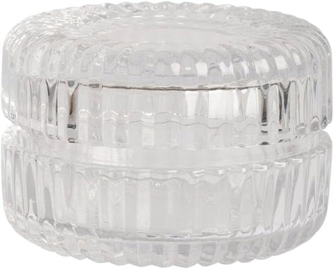 Scatolina in vetro tonda con righe bomboniera per matrimonio, comunione, cresima, Harmony SNVT25037