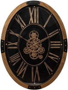 Orologio ovale con ingranaggi in metallo e legno harmony S2521S