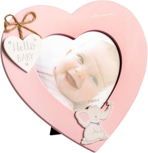 Porta foto in legno cuore con elefante bomboniera battesimo e nascita bambina Harmony ARNB25216