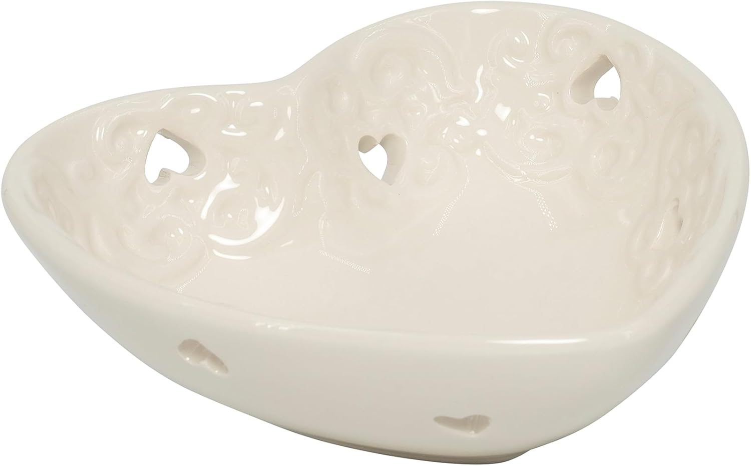 Bomboniera matrimonio piattino cuore in porcellana bianco decorato harmony PRMT23043