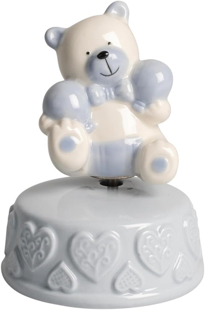 Carillon Orsetto Decorativo in Porcellana bomboniera Battesimo e Nascita Bambino Harmony PRNB25058