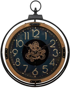 Orologio tondo con ingranaggi in metallo e legno harmony S2522S