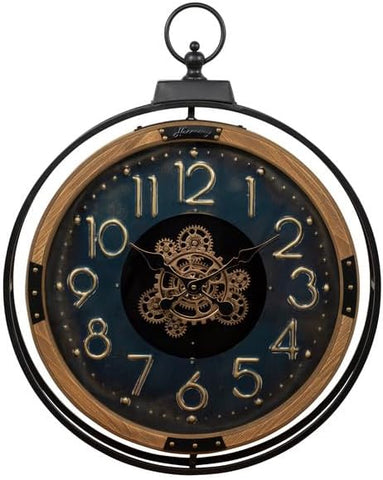 Orologio tondo con ingranaggi in metallo e legno harmony S2522S