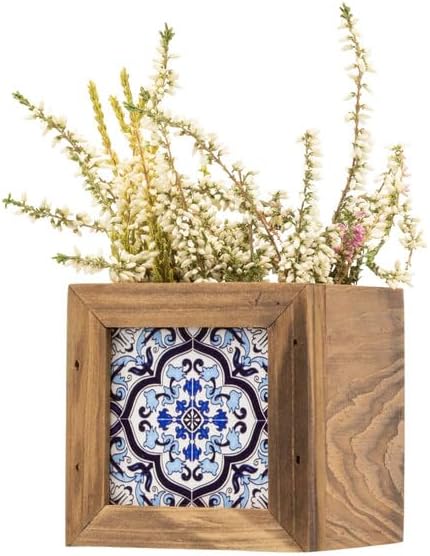 Bomboniera matrimonio porta piante in legno con decorazione maiolica harmony ARMT24220