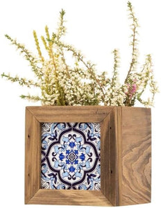 Bomboniera matrimonio porta piante in legno con decorazione maiolica harmony ARMT24220