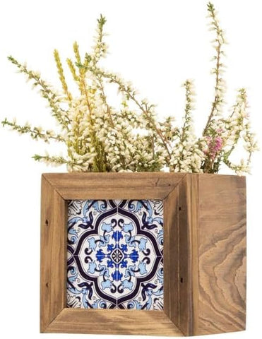 Bomboniera matrimonio porta piante in legno con decorazione maiolica harmony ARMT24220