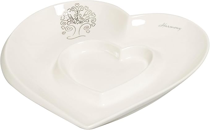 Bomboniera matrimonio antipastiera cuore in porcellana con decorazione albero della vita harmony PRMT23265
