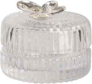 Scatolina in vetro tonda con righe farfalla in cristallo bomboniera per matrimonio, comunione, cresima, Harmony SNVT25038