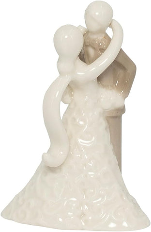 Bomboniera matrimonio sposi in porcellana bianco e tortora con clip holder harmony S2462P