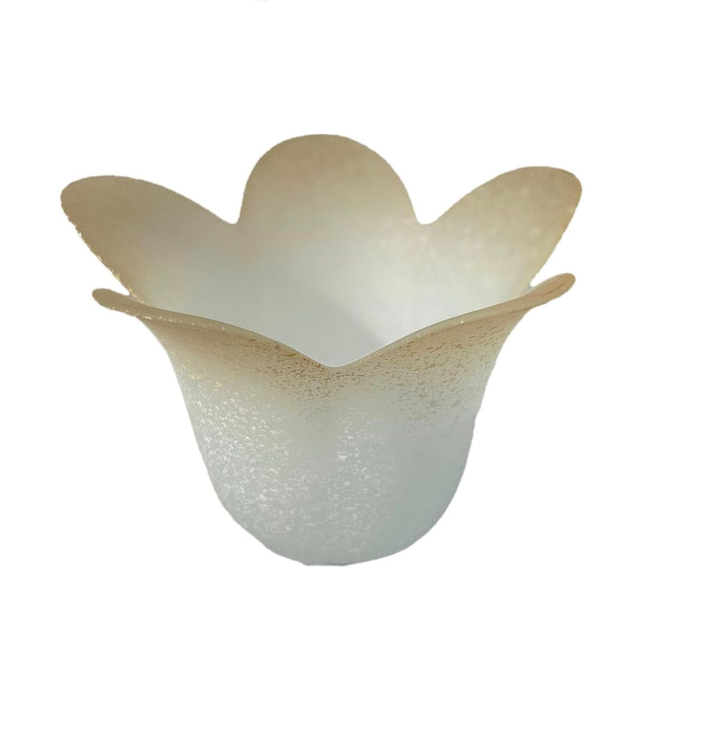 Vetro coppa ricambio lampadari, applique, lumetto, lampada, vetro scavo liscio sfumato ambra art. 5 Petali