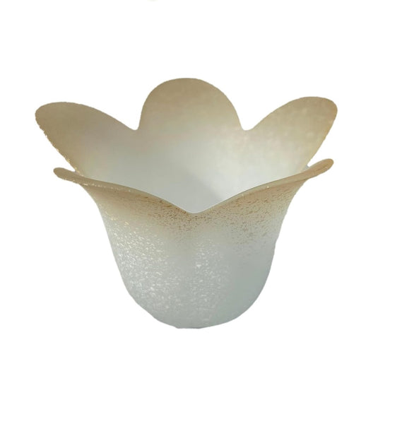 Vetro coppa ricambio lampadari, applique, lumetto, lampada, vetro scavo liscio sfumato ambra art. 5 Petali