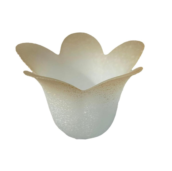 Vetro coppa ricambio lampadari, applique, lumetto, lampada, vetro scavo liscio sfumato ambra art. 5 Petali