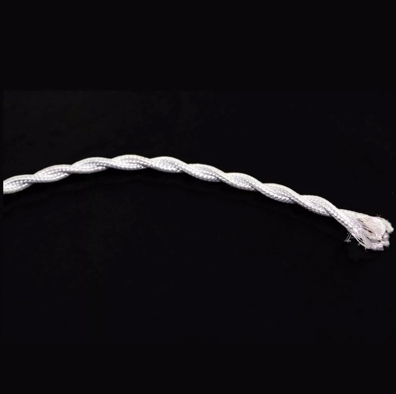 3 mt cavo treccia cotone 2x1 ricambi lampadari filo antico intrecciato (Bianco)