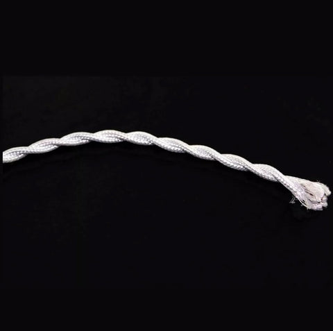 3 mt cavo treccia cotone 2x1 ricambi lampadari filo antico intrecciato (Bianco)