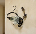 Applique da parete a 1 luce in ferro battuto e vetro realizzato artigianalmente coll. cox (SINISTRO)