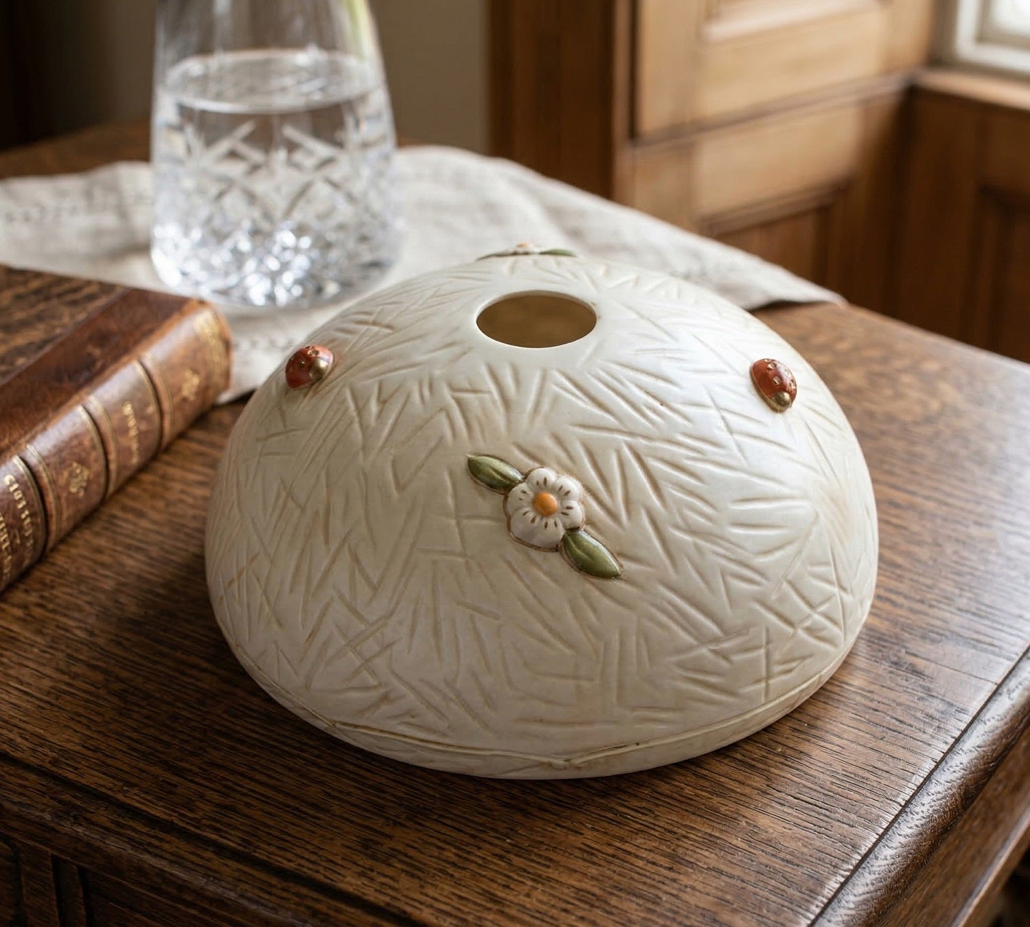 Piatto per lampadario in ceramica girasole realizzata artigianalmente e decorata a mano ricambio lampadario d.30cm coll. Terry