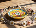 Piatto piccolo in ceramica decorata a mano da ceramisti siciliani fiore rosso art 14