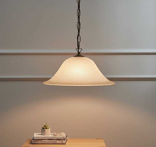 Lampadario a Sospensione Classico in Vetro, 1 Luce, per Cucina, Bagno, Camera, Soggiorno, Scala, Corridoio art. 608 (AMBRA)