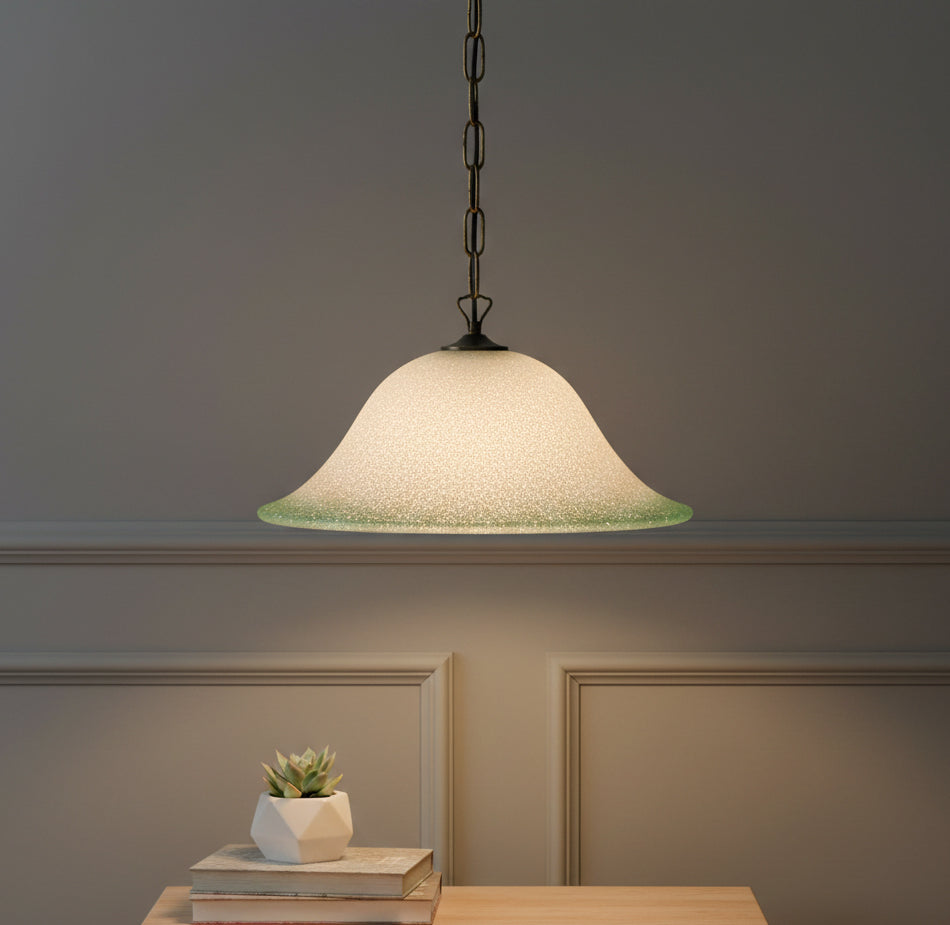 Lampadario a Sospensione Classico in Vetro, 1 Luce, per Cucina, Bagno, Camera, Soggiorno, Scala, Corridoio art. 608 (VERDE)