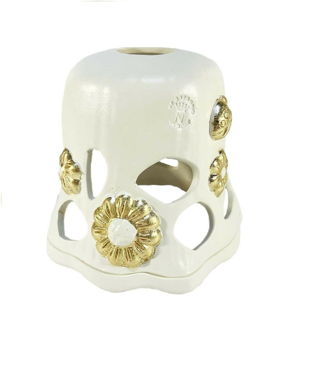 Coppa piatto ricambio lampadario in ceramica realizzato artigianalmente e decorato a mano foglia oro coll. flora