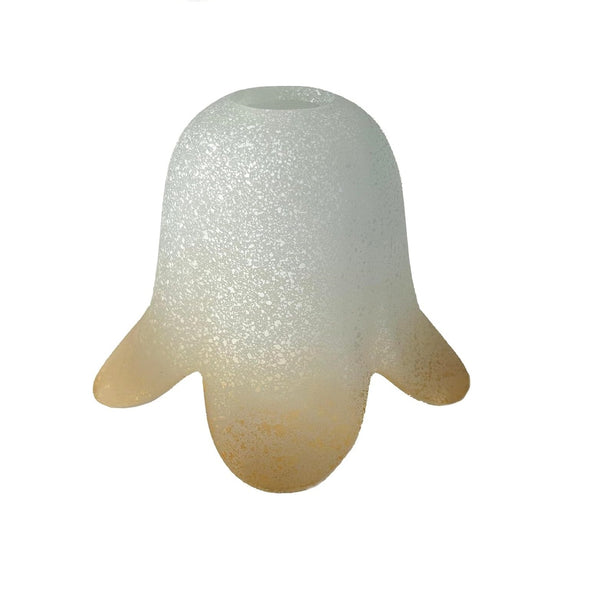 Vetro coppa ricambio lampadari, applique, lumetto, lampada, vetro scavo liscio sfumato ambra art. 5 Petali