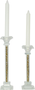 Bomboniera matrimonio coppia porta candela in cristallo con glitter oro harmony SNVT23033