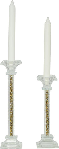 Bomboniera matrimonio coppia porta candela in cristallo con glitter oro harmony SNVT23033